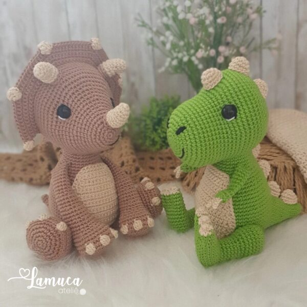 E-book Kit Dinossauros T-Rex e Triceratops Amigurumi