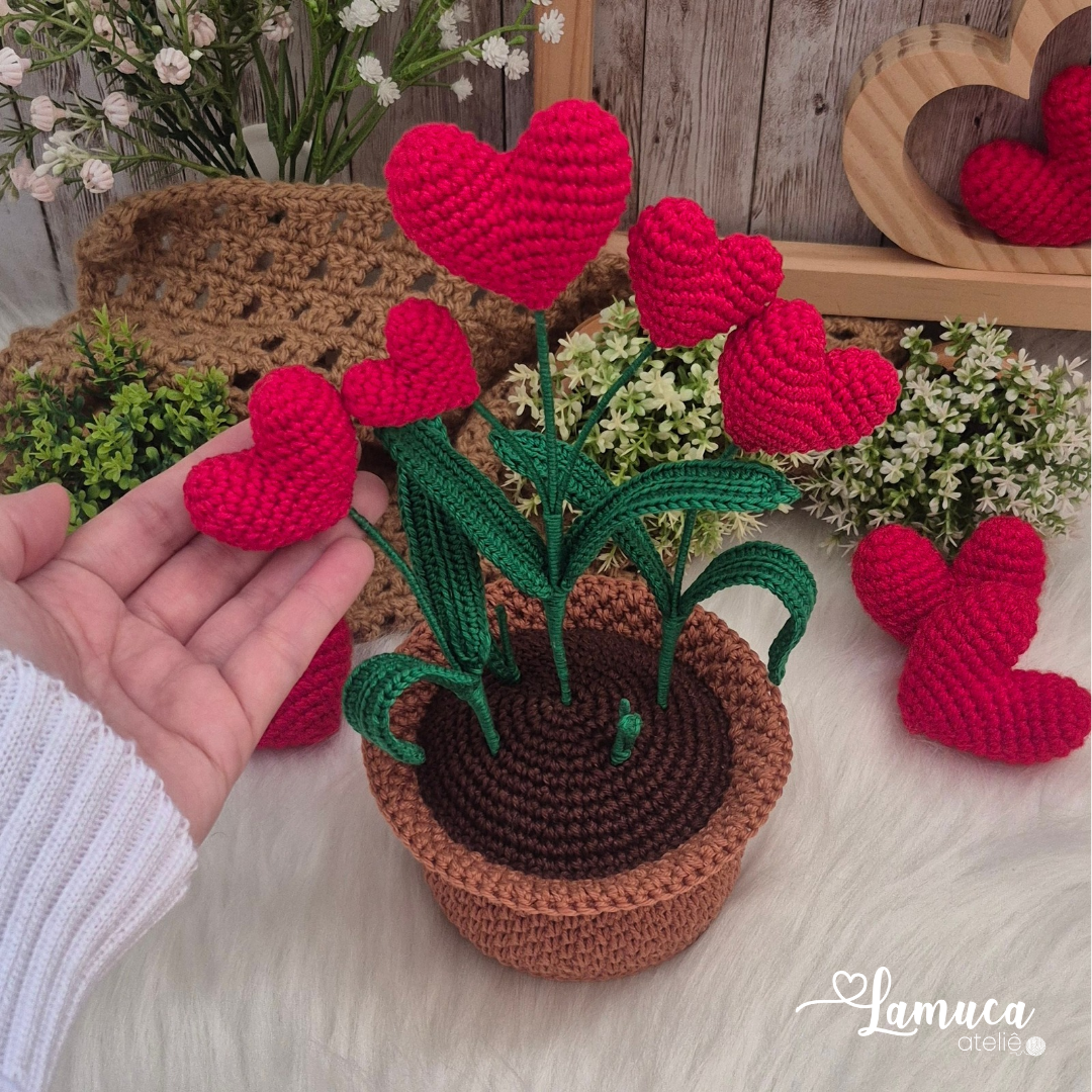 E-book Vaso de Coração Amigurumi - Imagem 3